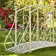 Zaer Ltd International Pre-Order: 5ft. Long Antique Style Iron Garden Bridge in Ant. White "Paris 1968" ZR140960-AW View 2