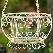Zaer Ltd International Pre-Order: 28.35" Long Hanging Iron Basket Planter in Antique White "Paris 1968" ZR180315-AW View 2