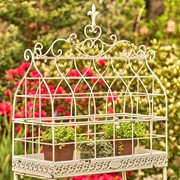 Zaer Ltd. International Pre-Order: 42.5" Tall Iron Cage Plant Stand in Antique White "Paris 1968" ZR190422-AW View 2