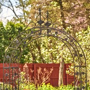 Zaer Ltd. International "Philadelphia" 8.5ft. Tall Iron Garden Arch Decoration in Ant. Bronze ZR190429-BZ View 2