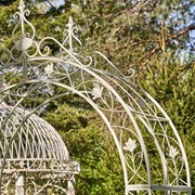 Zaer Ltd. International "Philadelphia" 8.5ft. Tall Iron Garden Arch Decoration in Antique White ZR190429-AW View 2