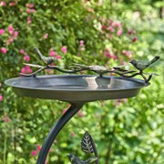Zaer Ltd. International 32" Tall Shallow Galvanized Iron Birdbath with Branch Stand ZR190779-GV View 2