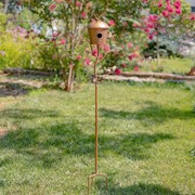 Zaer Ltd. International 64.25" Tall Antique Copper Finished Iron Birdhouse Stake with Dome Roof ZR173714-D View 2