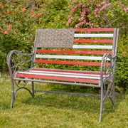 Zaer Ltd. International "Proud to Be an American" Flag Iron Garden Bench ZR190028 View 2