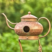 Zaer Ltd. International Pre-Order: 65" Tall Antique Copper Teapot Birdhouse Garden Stake "Genie Lamp" ZR113168-1 View 2