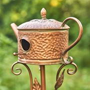 Zaer Ltd. International 65.25" Tall Antique Copper Teapot Birdhouse Garden Stake "Classic Teapot" ZR113168-4 View 2
