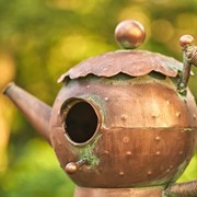 Zaer Ltd. International Pre-Order: 65.75" Tall Copper Teapot Birdhouse Stake "Victorian Style Teapot" ZR113168-6 View 2