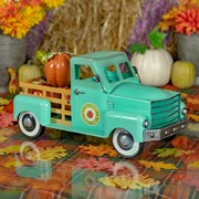 Zaer Ltd. International Small Harvest Pickup Truck with Pumpkins in Antique Teal ZR160892-TL View 2
