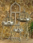 Zaer Ltd International Pre-Order: S/3 Glass Dome Terrariums with Iron Stands in Silver "Marseille 1792" ZR530995-FSS View 2