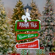 Zaer Ltd. International 50" Tall Standing "North Pole" Solar Lantern with Crossing Signs ZR170877 View 2
