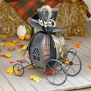 Zaer Ltd. International Victorian Style Halloween Pumpkin Carriage with Top Hat & Skulls ZR193058 View 2