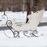 Zaer Ltd International Pre-Order: 25" Tall Metal Holiday Sleigh Decoration in Antique White ZR180414-AW View 2