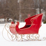 Zaer Ltd International Pre-Order: 25" Tall Metal Holiday Sleigh Decoration in Antique Red ZR180414-RD View 2