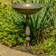 Zaer Ltd. International 27" Tall Ornate Pedestal Birdbath with Bird Details in Copper-Bronze ZR160318-CB View 2