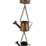 Zaer Ltd. International Pre-Order: 73" Long Iron Rain Chain with Watering Cans in Antique Copper ZR200167-CP View 2