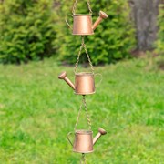 Zaer Ltd. International Pre-Order: 73" Long Iron Rain Chain with Watering Cans in Antique Copper ZR200167-CP View 2