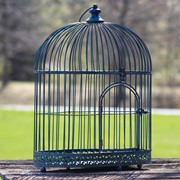 Zaer Ltd International Pre-Order: Set of 2 Iron Bird Cage Decorations in Antique Blue ZR190546-BL View 2