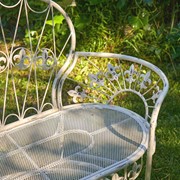 Zaer Ltd International "La Rochelle - Paris 1968" Iron Garden Bench with Curved Back in Antique White ZR191170-AW View 2