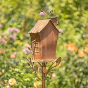 Zaer Ltd. International 75.2" Tall Large Double-Hole Birdhouse Stake with A-Frame Roof in Antique Copper ZR200249-CP View 2