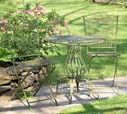 Zaer Ltd International Pre-Order: 3-Piece Metal Bistro Set with Folding Chairs & Round Table in Green ZR191499-GRS View 2