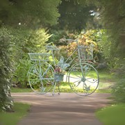 Zaer Ltd International Pre-Order: 37.5" Green Iron Butterfly Bicycle Plant Stand w/5 Baskets "Mariposa" ZR367701-MS View 2