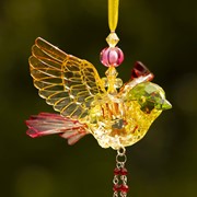 Zaer Ltd. International Five Tone Hanging Acrylic Robin Ornament with Beaded Tassel in 6 Assorted Colors ZR505417 View 2