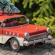 Zaer Ltd. International 1940's Vintage Style Wagon with Christmas Tree and Gifts in Red ZR191868 View 2