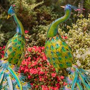 Zaer Ltd. International Pre-Order: Set of 2 Large Colorful Peacocks with Jewels "Royal and Sapphire" ZR140242-SET View 2