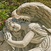 Zaer Ltd International 35" Tall Magnesium Napping Angel on Bench in Antique Grey "Seraphina" ZR229035-GY View 2