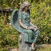 Zaer Ltd International 46" Tall Sitting Magnesium Angel Statue Reading Book in Antique Bronze "Dina" ZR232746-BZ View 2