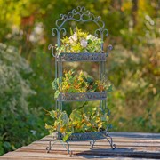 Zaer Ltd International Pre-Order: 43" Tall Three Tier Iron Plant Stand in Antique Blue ZR180978-BL View 2