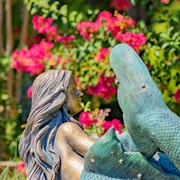 Zaer Ltd International Pre-Order: 37" Tall Mermaid Lying Down Garden Statue in Antq. Bronze "Finnleigh" ZR341137-BZ View 2