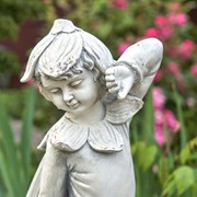 Zaer Ltd International 30" Tall Magnesium Fairy Garden Statue with Basket in Antique White "Oliver" ZR341730-AW View 2