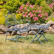 Zaer Ltd International Pre-Order: "Stephania" Victorian-Style Iron Garden Armchair in Antique Blue ZR090518-BL View 2