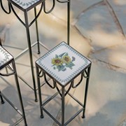 Zaer Ltd. International "Marisol" Set of 3 Square Nesting Iron Mosaic Plant Stands ZR842945 View 2