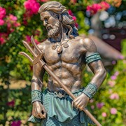 Zaer Ltd. International Pre-Order: 50" Tall Magnesium Merman Statue Holding Trident in Bronze "Roberto" ZR343149-BZ View 2