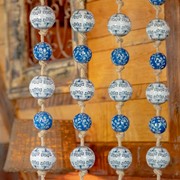 Zaer Ltd. International 74" Long Porcelain Tsugo Ball Garland in Navy, Blue, & White "Kairi" ZR088208 View 2