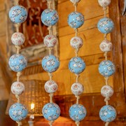 Zaer Ltd. International 74" Long Porcelain Tsugo Ball Garland in Baby Blue & Ivory "Sakura" ZR088211 View 2