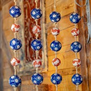Zaer Ltd. International 74" Long Porcelain Tsugo Ball Garland in Burnt Orange & Blue "Kimi" ZR088212 View 2
