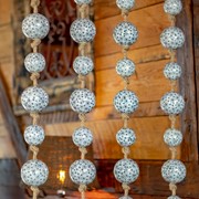 Zaer Ltd. International 74" Long Porcelain Tsugo Ball Garland in White, Black, & Grey "Hana" ZR088217 View 2