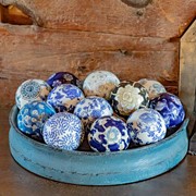 Zaer Ltd International Set of 12 Assorted 3" Ceramic Sailor Balls "Okinawa" - Blue Tones ZR088202 View 2