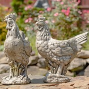 Zaer Ltd International Pre-Order: Set of 2 Magensium Hen and Rooster Planters "Rebel and Red" ZR204060-SET View 2