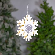 Zaer Ltd International Set of 3 Assorted Hanging Iron Snowflakes with LED Backlights ZR210467-SET View 2