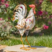 Zaer Ltd. International Set of 6 Assorted Hand Painted Iron Rooster Figurines with Floral Details ZR201300-SET View 2