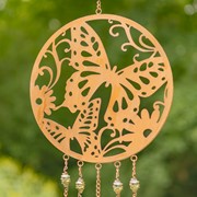 Zaer Ltd. International Set of 6 Asst. Circular Copper Wind Chimes with Nature Scenes & Bell ZR122131-SET View 2