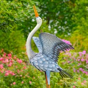 Zaer Ltd. International Set of 2 51" Tall White Neck Blue-Grey Heron Garden Figurines with Spread Wings ZR217086-SET View 2