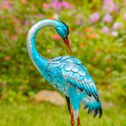 Zaer Ltd. International Set of Two 33.5" Tall Metallic Blue-Green Heron Garden Figurines ZR217095-SET View 2