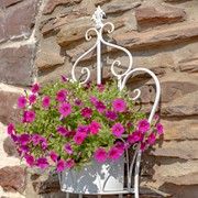 Zaer Ltd. International Set of Dual Wall Hanging Iron Basket Planters in Antique White "Copenhagen 1843" ZR200536-AW View 2
