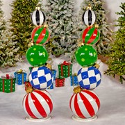 Zaer Ltd. International 6.1ft. Tall Staggered Iron Ornament Tower with Large Multicolor Christmas Balls ZR220426 View 2