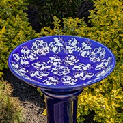 Zaer Ltd. International Pre-Order: 24"T. Blue Porcelain Pedestal Birdbath w/Hand Painted Basin "Madison" ZR180003 View 2